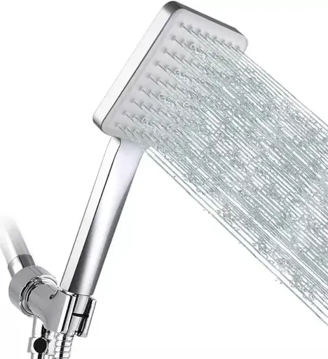 Handheld High Pressure Shower Head with 6 Spray Modes, 1.5m Shower Hose, ABS material, G1/2 Thread, Silver Finish