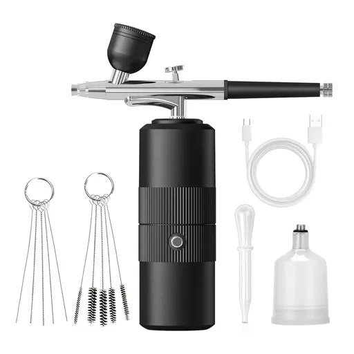 Portable Wireless Airbrush Kit for Nail Art and Makeup Black