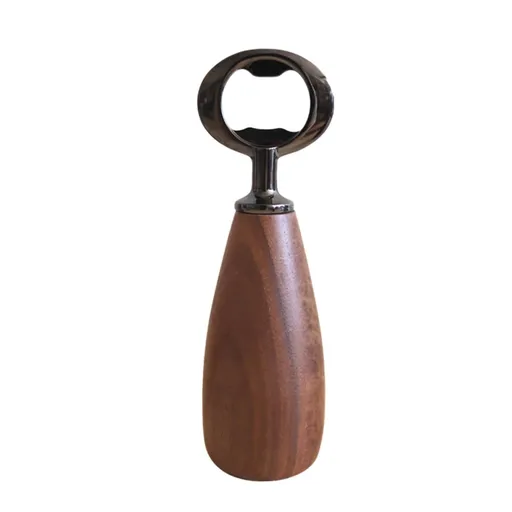 Handcrafted Wooden Bottle Opener – Walnut & Stainless Steel Beer Opener with Ergonomic Handle | Premium Bar Tool for Home, Kitchen & Gifts