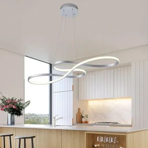 BAMDECOR A022 Modern Designer Infinity LED Chandelier Island Ceiling Pendant Light (120/150cm-Silver)