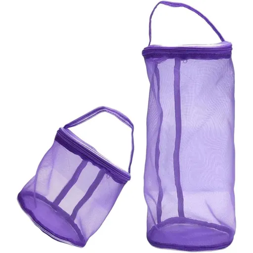 2Pcs Portable Yarn Holder Mesh Crochet Bag Purple Nylon for Travel