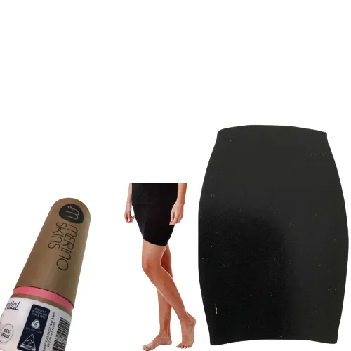 MERINO SKINS Thermal Womens Skirt Wool Winter Base Layer Thermals - Black
