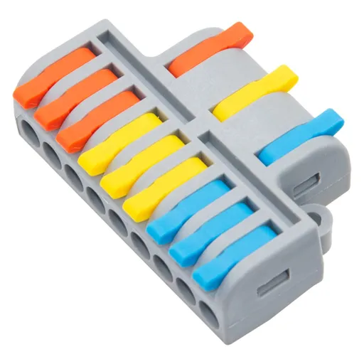 Lever Wire Connectors, 3 in 9 Out Quick Wiring Cable Electrical Connector Compact Push-in Conductor Terminal Block