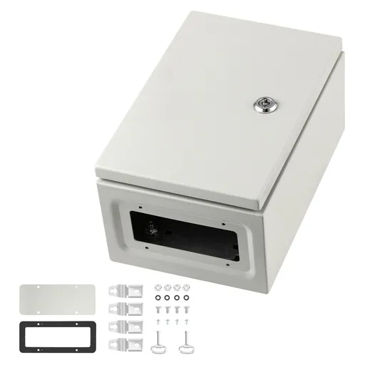 NEMA Steel Enclosure ,12 x 8 x 6\'\' NEMA 4X Steel Electrical Box, IP66 Waterproof & Dustproof, Outdoor/Indoor Electrical Junction Box, with Mounting Plate