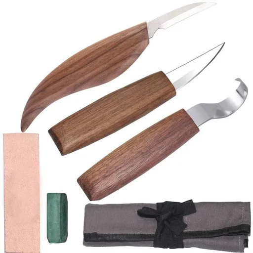Wood Carving Tools Set - Wood Carving Knife Kit for Beginners, Adults, and Kids, Includes 3 Knives for DIY Woodworking and Carving Enthusiasts（Flat handle six piece set）