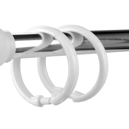 Shower Curtain Hooks O Shape Easy Snap Closure White 12 Piece