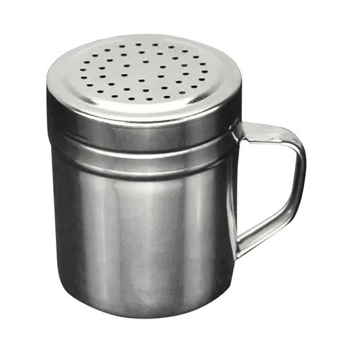 10oz Stainless Steel Cheese Shaker with Handle - Large Hole Parmesan & Chili Flakes Dispenser - for Pizza, Pasta & Popcorn Seasoning