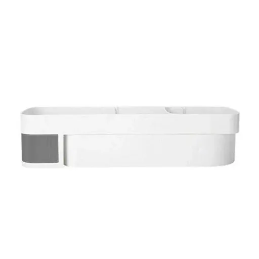 Shower Caddy Corner Storage Shelf Holder Rack Organiser Bathroom Adhesive Tripod - White+Grey