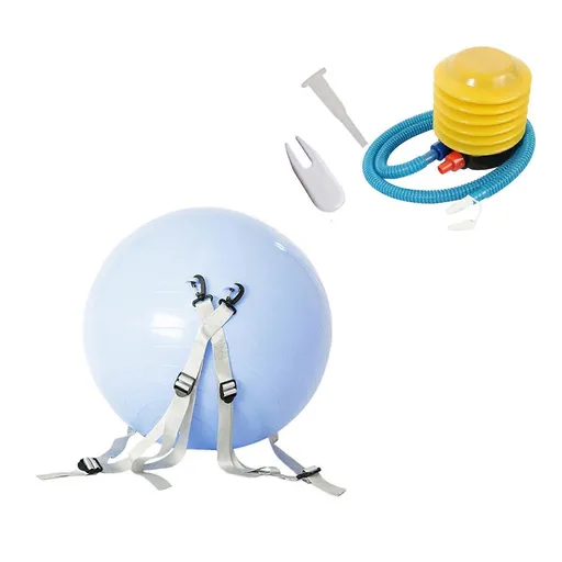 Blue Rebound Yoga Ball with Adjustable Shoulder Belt & Pump 55cm Inflatable Exercise Ball for Core Training Stretching Yoga Fitness