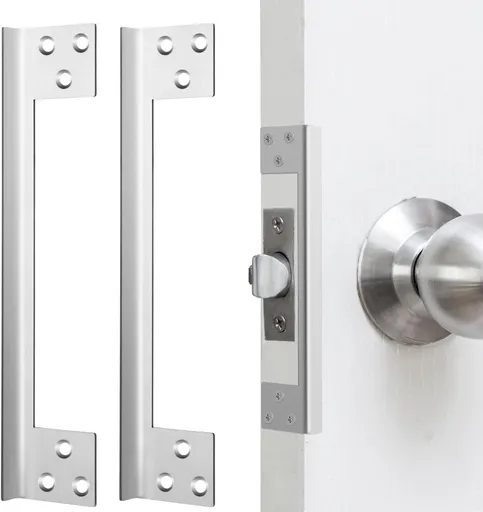 2 Pcs Door Latch Guard Plate 7 Inch Outswing Angle Latch Protector Shield L Shaped Security Reinforcement Striker Plates to Block Access to Door Lock Deadbolt