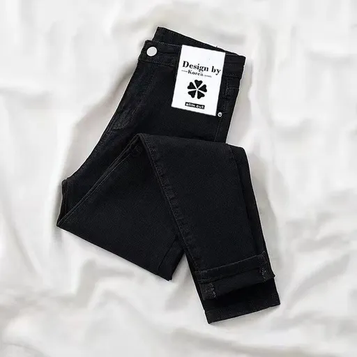 Women Jeans High Waist Cotton Stretch Grey Black 28 Size (inches): 28; Chinese waist size: 2 chi 1; Waist (cm): 72; Hip (cm): 94; Pants length (cm): 100; Thigh (cm): 52