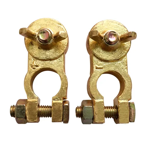 Brass Battery Terminal Ends, Top Post Battery Terminals Clamp Protector Set for Marine Car Boat RV Vehicles (1 Pair)