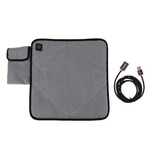 Portable Heated Seat Cushion USB Heated Seat Cushion Adjustable Temperature Heated Chair Cushion for Fishing Camping Light Gray
