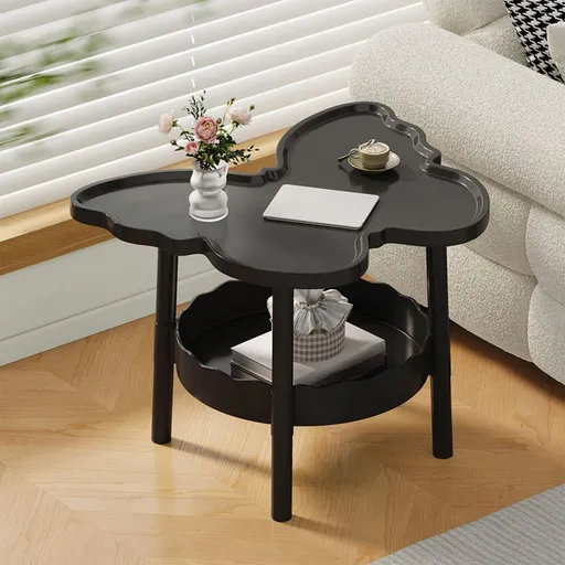Butterfly Side Table 43x33x48cm 16.93x12.99x18.9in 2-Tier Multifunctional Coffee Table with Storage for Living Room Bedroom Office