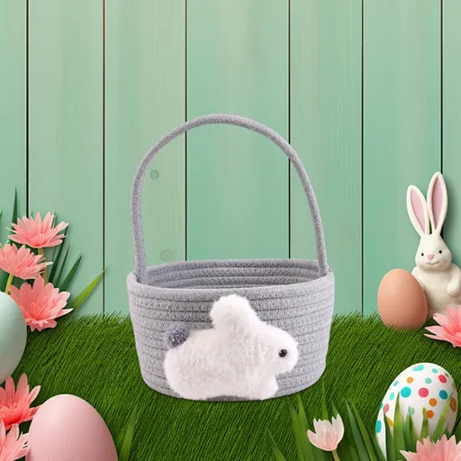 Adorable Easter Bunny Basket for Kids - Perfect Easter Gift, Cute Easter Bucket Bags with Rabbit Ears for Easter Eggs Hunting, Affordable & Festive Spring Decor As Show F