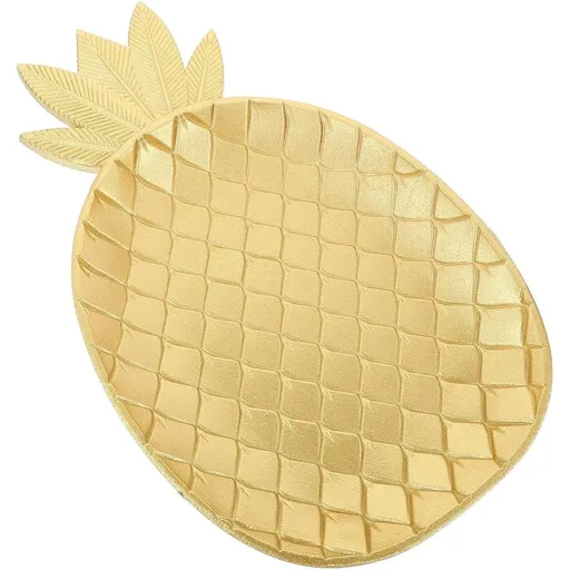 Wooden Serving Tray Large Golden Pineapple for Home Snacks and Fruit Display