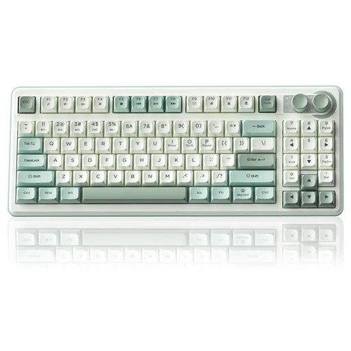 SOLAKAKA SK90 75% Compact Wireless Keyboard with Independent Number Pad，Green & White