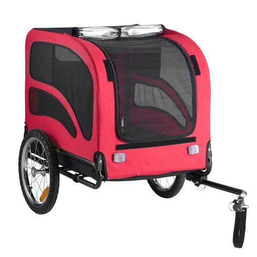 Dog Bike Trailer, Supports up to 45 kg, Pet Cart Bicycle Carrier for Small & Large Dogs, Easy Folding Frame with Quick Release Wheel, Universal Bicycle Coupler, Reflector, Flag, Internal Leash