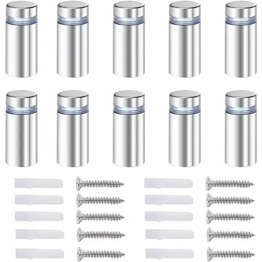 20x Spacer Screws, Glass Advertising Axis Spacer Bolt Fix Glass Advertising Spacer, Stainless Steel, 12X40mm, with Screw Mounting Accessories