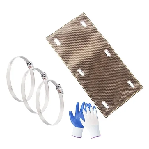 Exhaust Heat Shield 6" X 12" Titanium Pipe Shield with Stainless Steel Clamps, Heat Protection Up to 1350° F and Gloves