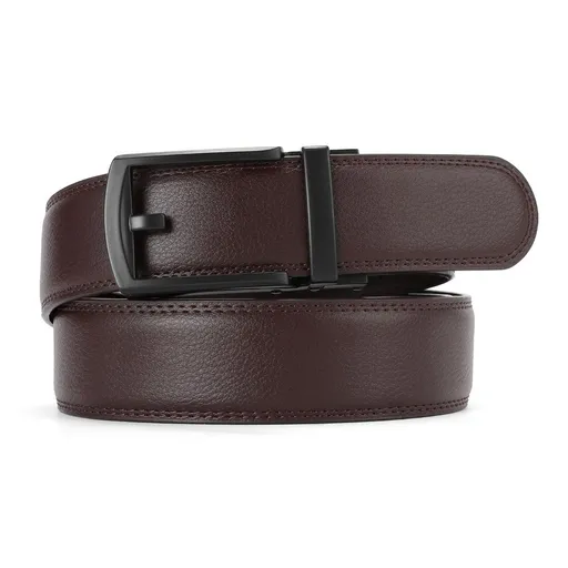 Ratchet Belt for Men Genuine Leather - Micro-Adjust Buckle Trim to Fit Dress Belt Casual to Formal Gift Boxed - Basic Black - Brown - Size 42"-50" Waist Adjustable