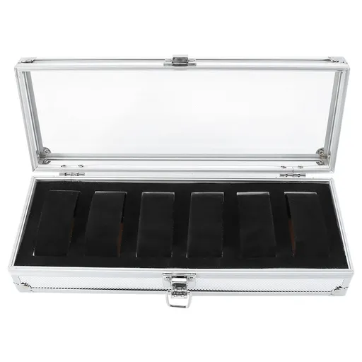 1Pc 6 Grid Slots Aluminum Rectangle Watch Jewellery Display Storage Organizer Box (6 Slots)