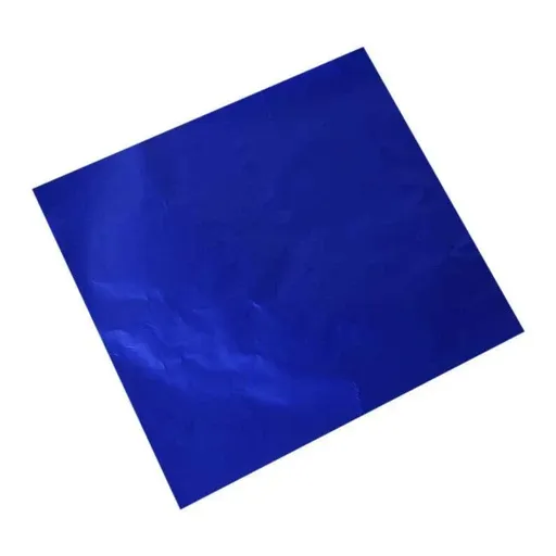 100PCS Tin Foil Aluminium Wrapping Square Chocolate Wrappers 10CM - Blue/Gloss