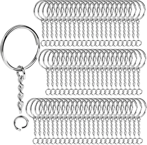 Key Chain Rings Keychain Rings, 60pcs Key Ring Metal Keychain Split Key Rings Bulk, Keyring 25mm with 26mm Key Chains and 60pcs Open Jump Ring for Craft Key Ring