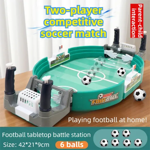 2-Player Large Interactive Tabletop Football Battle Toy for Kids & Adults with 6 Mini Soccer Balls(42x21x9CM) - No Battery Required