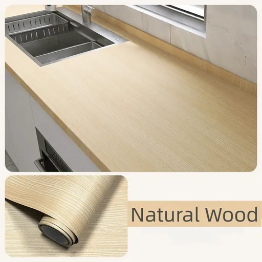 Self-Adhesive Wood Grain Contact Paper (0.4 X 5 M Natural Wood Color) - Waterproof, Oil-Proof & Heat-Resistant Kitchen Contact Film Roll