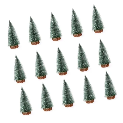 15 Pcs Miniature Xmas Tree White Snow Home Decoration Multi Purpose Desktop Mini Pine Tree for Indoor Party 3.9in