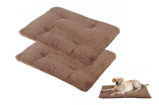 2Pcs Pet Blanket Self-Heating Bed Pad Cat Dog Self-Warming Cushion-Khaki L