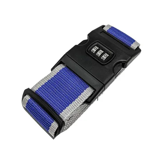 Luggage Strap Code Password Travel Suitcase Secure Lock Safe Nylon Packing Belt - Blue+Grey