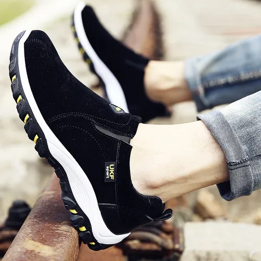 New Code Men Hiking Shoes Rubber Sole Low Top Yellow 46