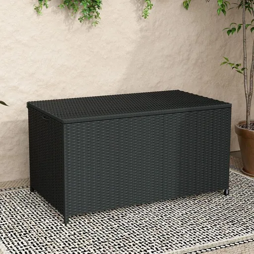 Outdoor PE Wicker Storage Box Garden 320L-Black