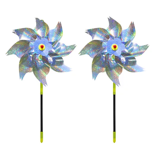 INF Reflective Scarecrow Wind Spinner Silver 2-pack