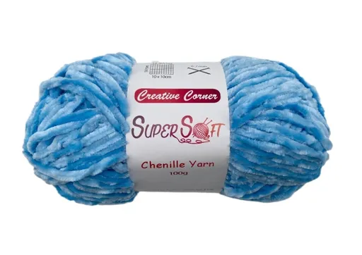 Knitting & Crochet Yarn Baby Blue Super Soft Chenille Yarn 100G Bulk 12 Piece