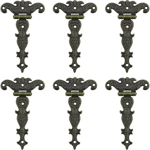 Antique Hinges, Bronze Decorative Retro Carved Hinges Cabinet Hinges For Doors Cupboard Jewelry Box 6 pcs