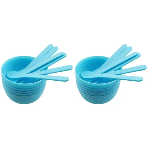 12PCS Blue DIY Glue Mixing Bowl Set with Spoons for Slime , PP Plastic, Reusable Mixing Bowls