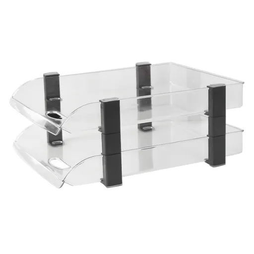 Desk File Letter Tray Layered Classified Documents Rack Acrylic Office Storage Rack Transparent 2 Layers 280x372x144mm