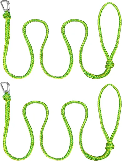 Kayak Tow Rope with Clip Dock Lines Heavy Duty Braided Line Ideal for Jet ski,watercraft Boat, Kayaking, Marine Sets of Two Ropes 1/2 Inch Diameter x 7ft Lengths Green