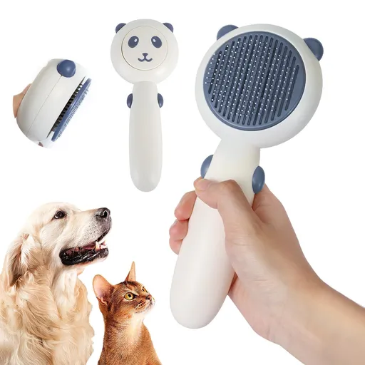 Cat Brush for Shedding, Dog Brush, Pet Grooming Self Cleaning Brush for Cats & Dogs, Cat Deshedding Brush Easily Removes (Blue)