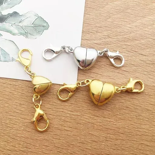 10Pcs Magnet Buckle Heart Shape Alloy Magnetic Clasps Necklaces Bracelet Extender Jewelry Accessories