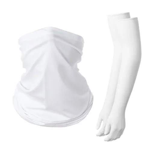 Light‑Colored Heat‑Dissipating Sun‑Proof Sleeve Glove Neck Cover Kit, Cool Touch For Hot Summer Driving, Christmas Summer Travel Gift, One Size, White Mask, 2 Pcs