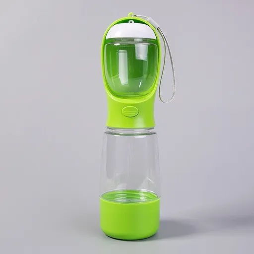 Multifunctional 3-in-1 Pet Travel Water Food Cup, Mustard Green, 400ml Water 150ml Food Container, Built-in Waste Box and Carry Lanyard, Portable Outdoor Dog Accessory, Christmas Halloween Pet Holiday Present