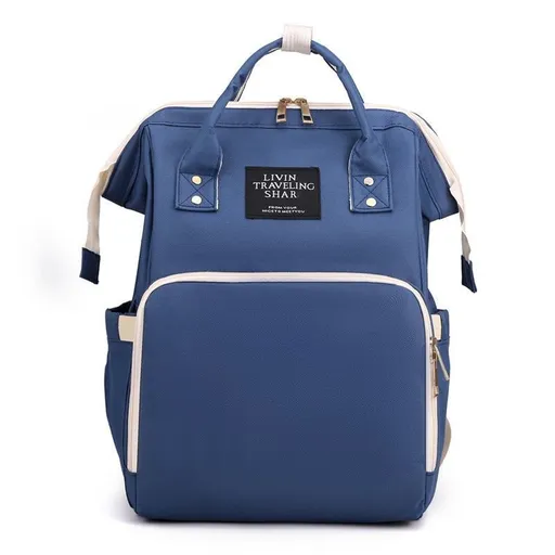 Large Capacity Dry/Wet Separate Nylon Backpack, Multifunctional Portable, Multi-Pocket Baby Diaper Bag Handbag - Blue
