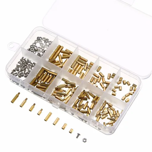 300pcs M2 Brass Standoff Kit Hex Column Spacer Standoff Screw Motherboard Standoffs Nut Assortment with Box