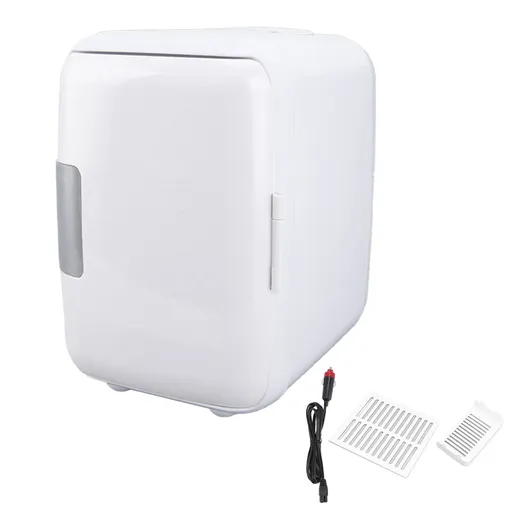 Car Fridge 4 Liters Durable ABS Cosmetic Storage Detachable Partition Portable Mini Fridge for Food Cosmetic Car White