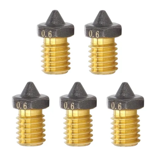 Hardened Brass Printer Nozzles - 5PCS | 1.75mm Filament Compatibility | PTFE Coating Uniform Heating |