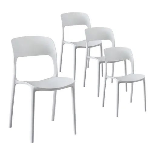 Gardeon 4PC Outdoor Dining Chairs Stackable PP Patio Chair Garden Furniture White